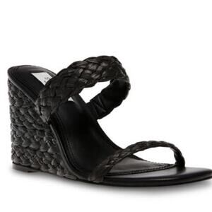 Steven New York NEW Steve Madden Ardy Raffia Wedge Heel Sandals Black Size 9